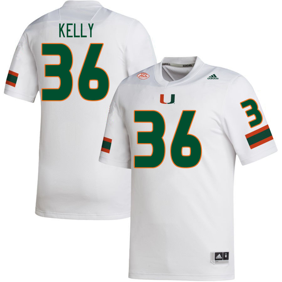 Men #36 Nick Kelly Miami Hurricanes College Football Jerseys Stitched-White